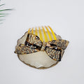 Wind Bow Cubic Long Hair Comb Pin 4.6 in – 2 Leopard Brown