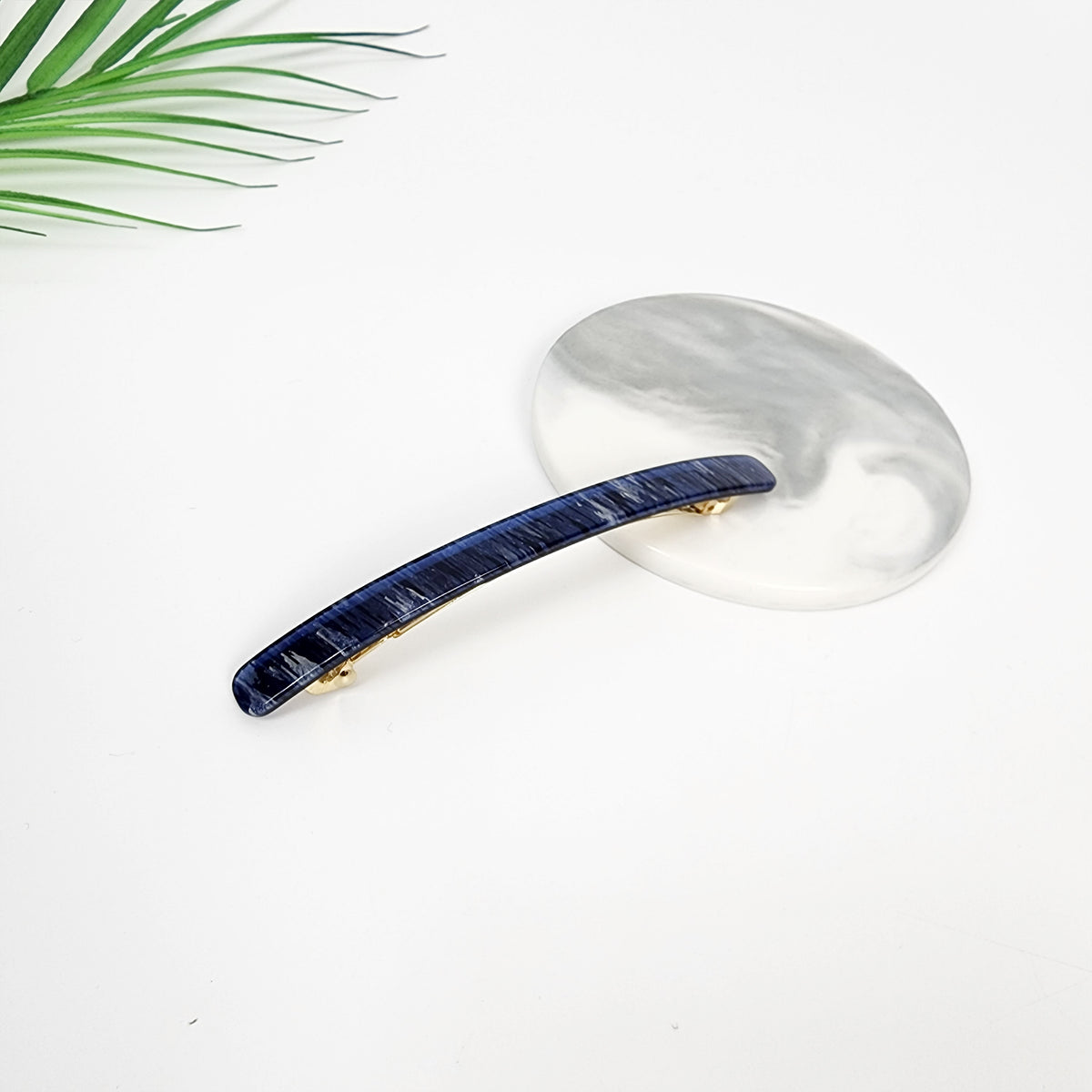 Straight Long Hair Barrette 4.3 in – 5 Line Navy
