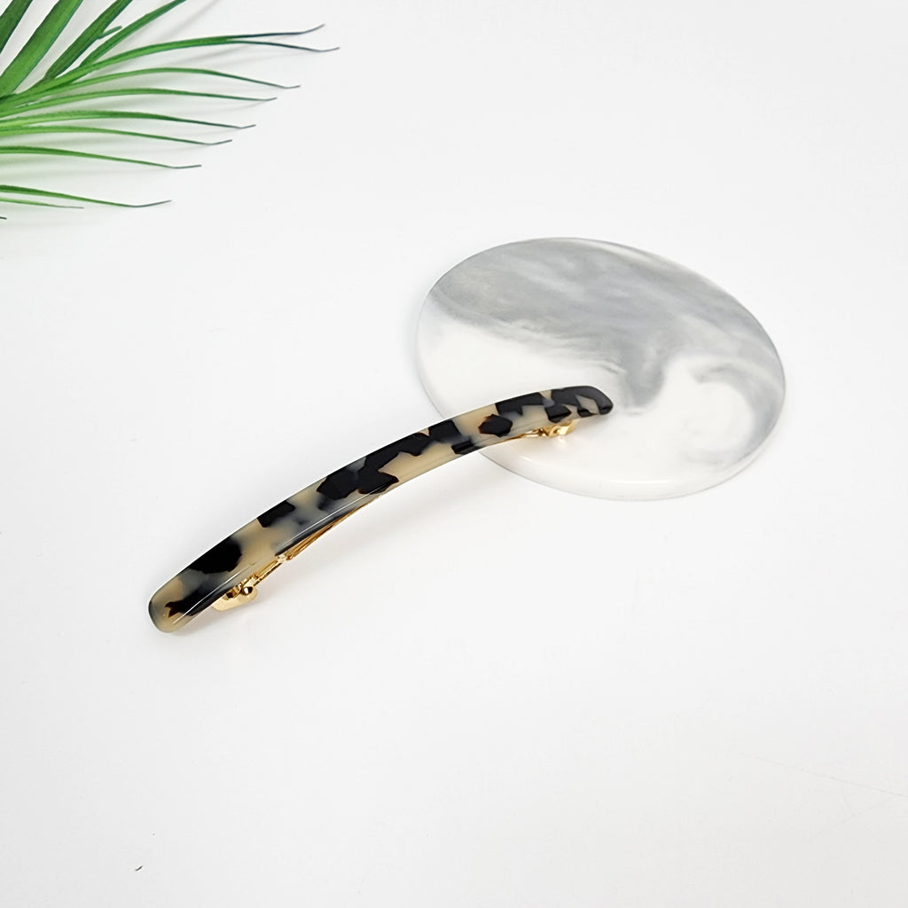 Straight Long Hair Barrette 4.3 in – 1 Leopard Beige