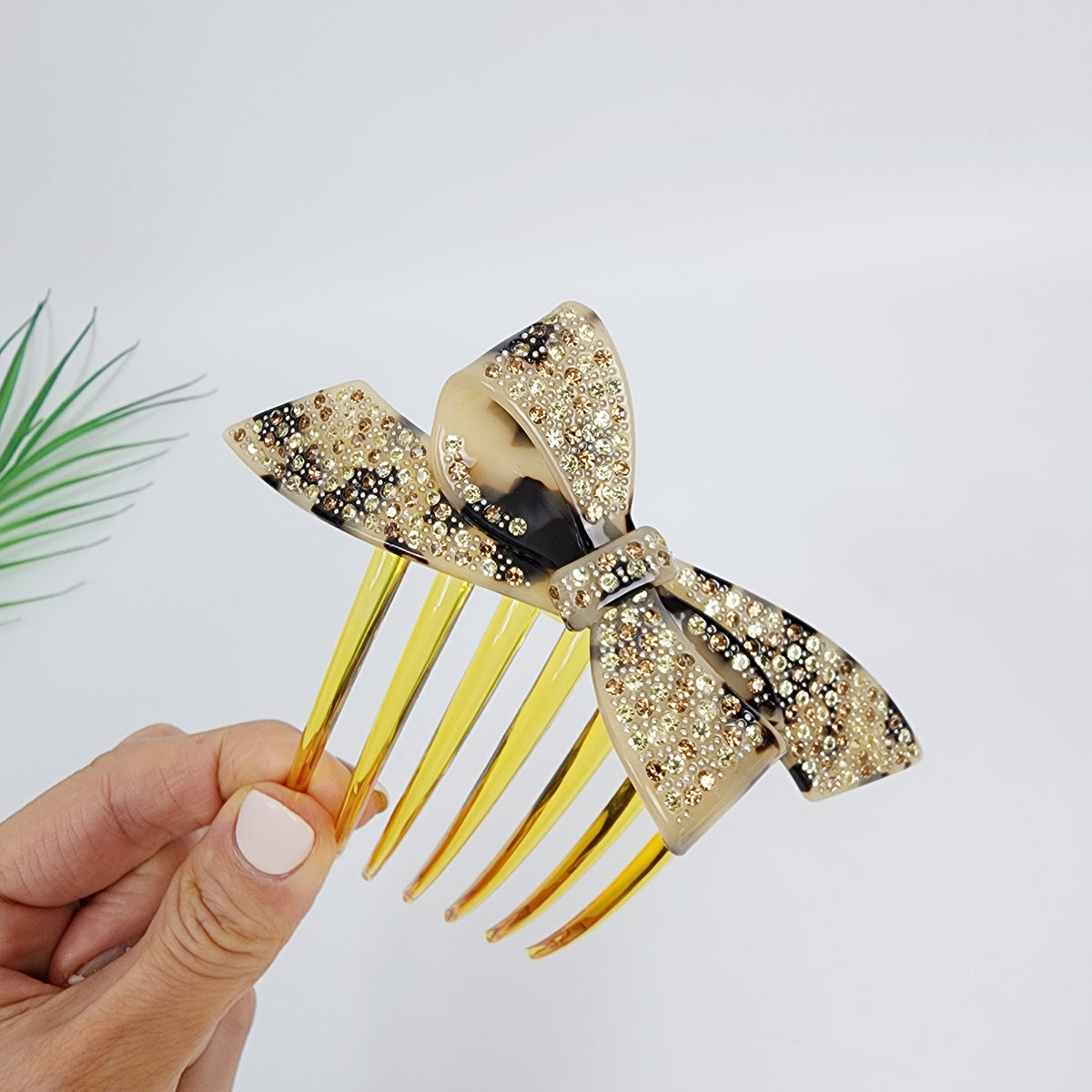 Wind Bow Cubic Long Hair Comb Pin 4.6 in – Tortoise Shell, French Pin