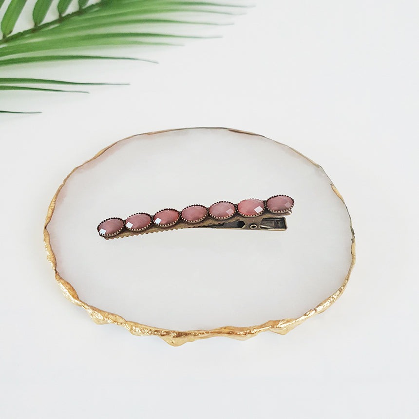 Bead Mini Alligator Hair Clip 2.4 in – 6 Pink