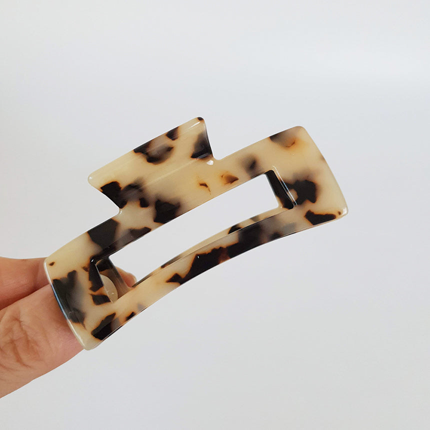 Long Square Medium Hair Claw Clip – 1 Leopard Beige