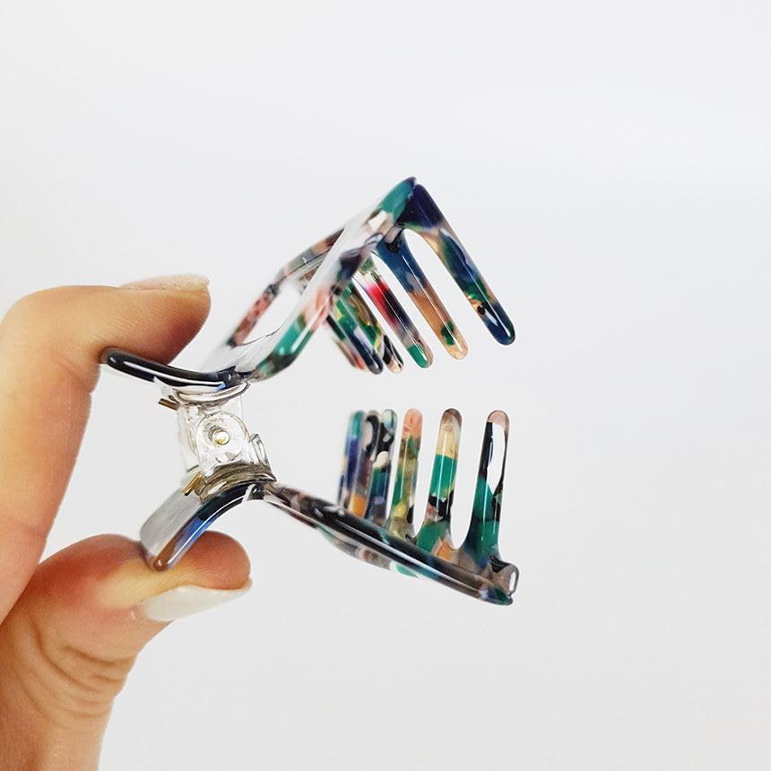 Long Square Medium Hair Claw Clip – Tortoise Shell Marble, French-style
