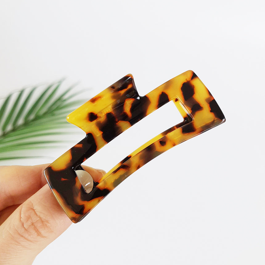 Square Hair Claw Clip 3.9 in – Long Square Medium / 1 Leopard Brown