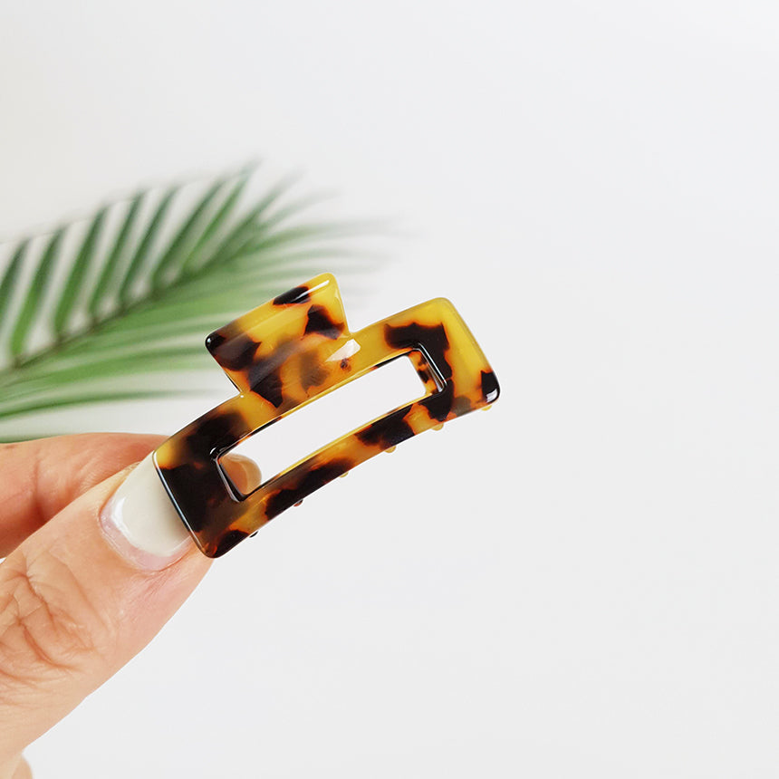 Square Hair Claw Clip 3.9 in – Mini Square Small / 1 Leopard Brown