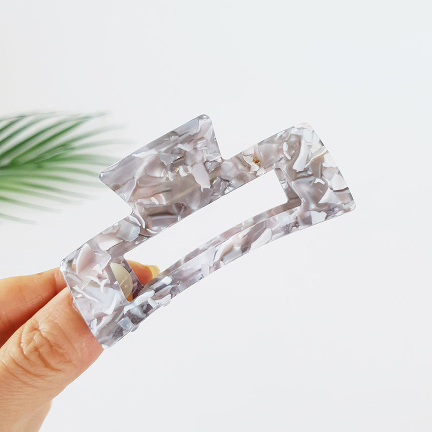 Long Square Medium Hair Claw Clip – 21 Marble Grey