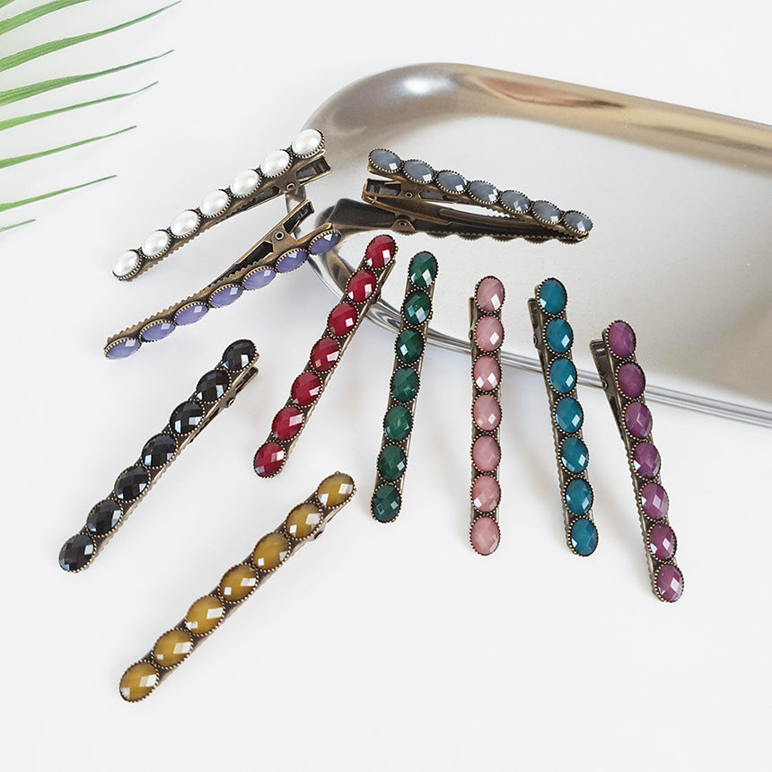 Bead Mini Alligator Hair Clip 2.4 in – Vintage Resin (Formica), for Bangs