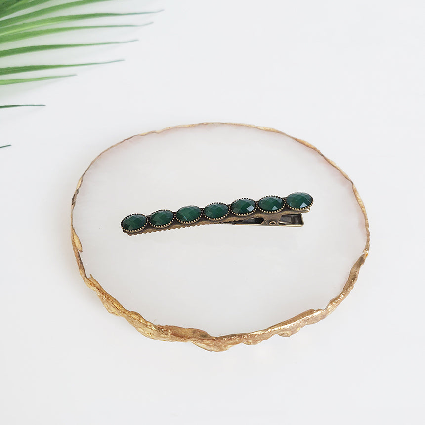 Bead Mini Alligator Hair Clip 2.4 in – 2 Green