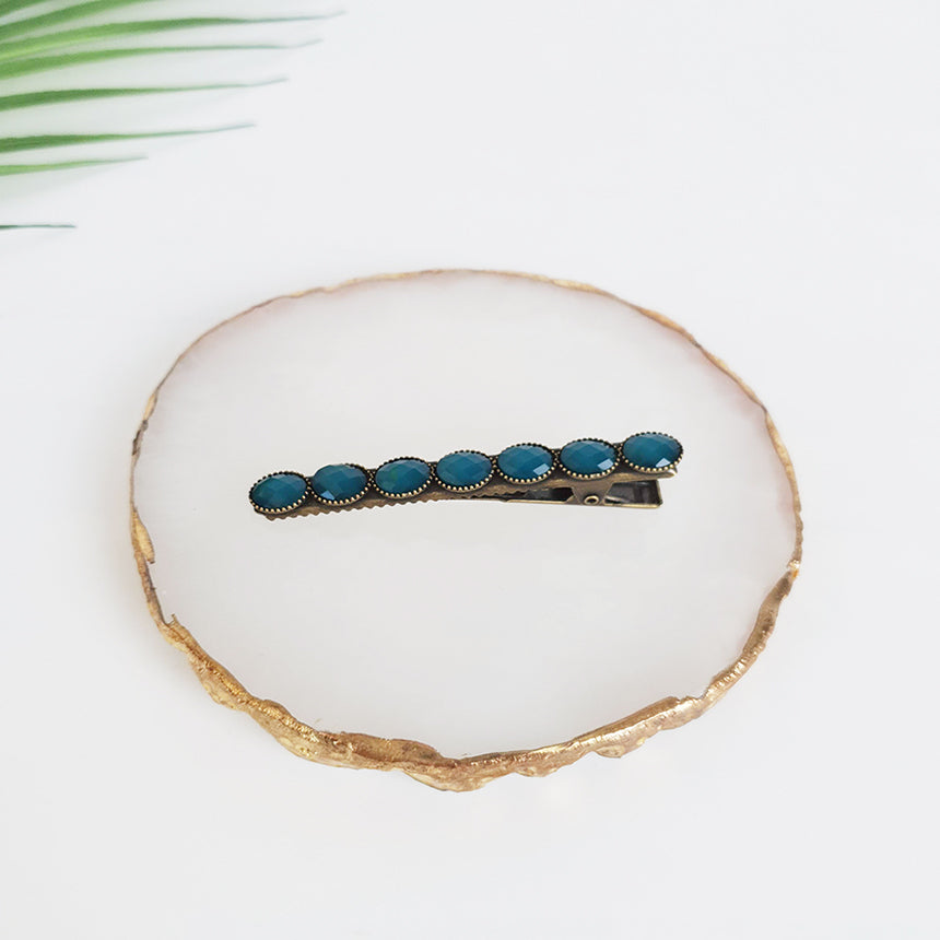 Bead Mini Alligator Hair Clip 2.4 in – 7 Blue Green