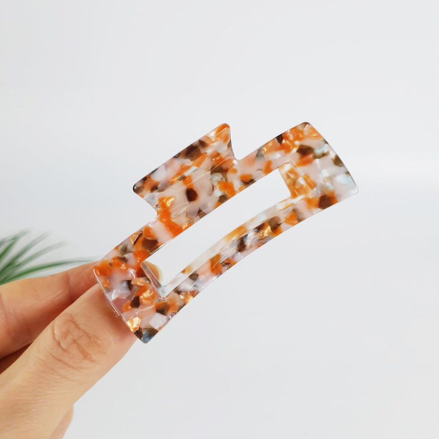 Long Square Medium Hair Claw Clip – 30 Orange Brown