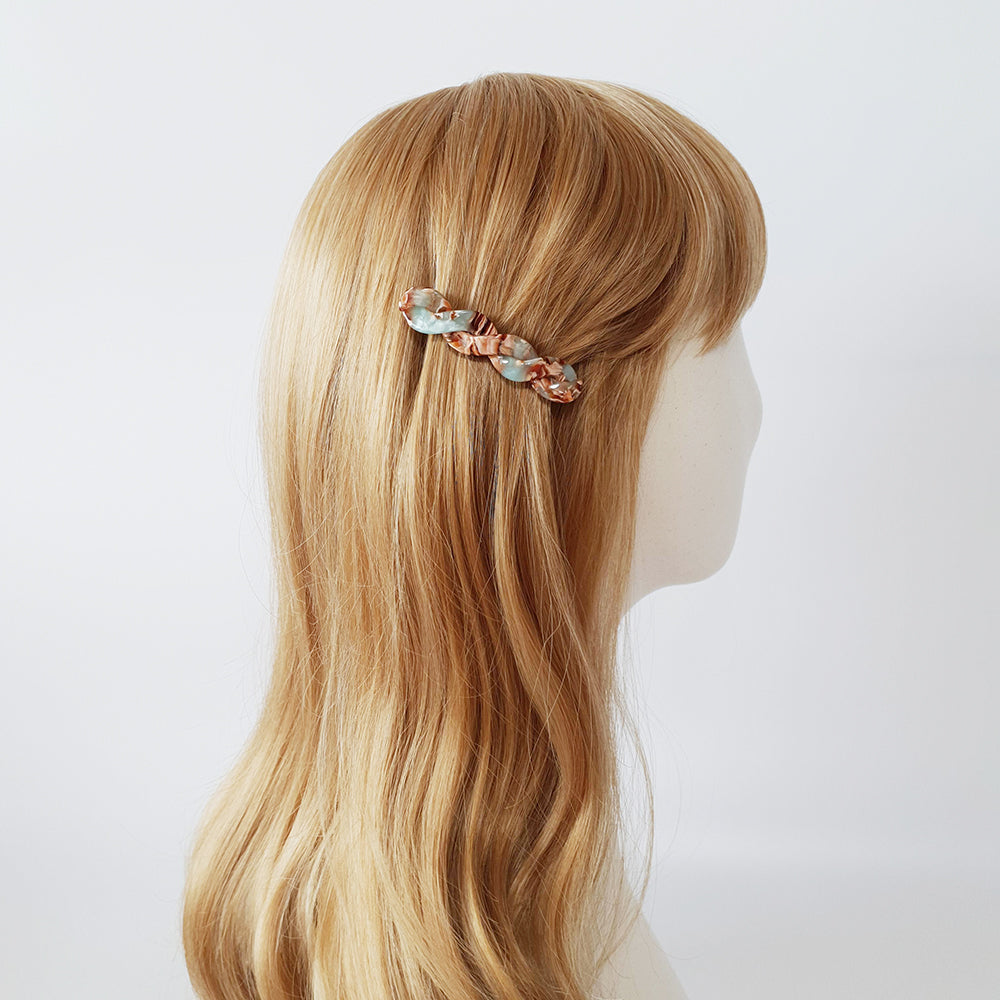 Twist Mini Hair Barrette 2.8 in – Marble, Aurora, French Pin, for Bangs