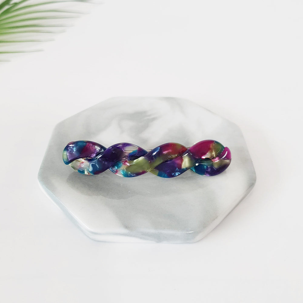 Twist Mini Hair Barrette 2.8 in – 6 Mix Deep Purple
