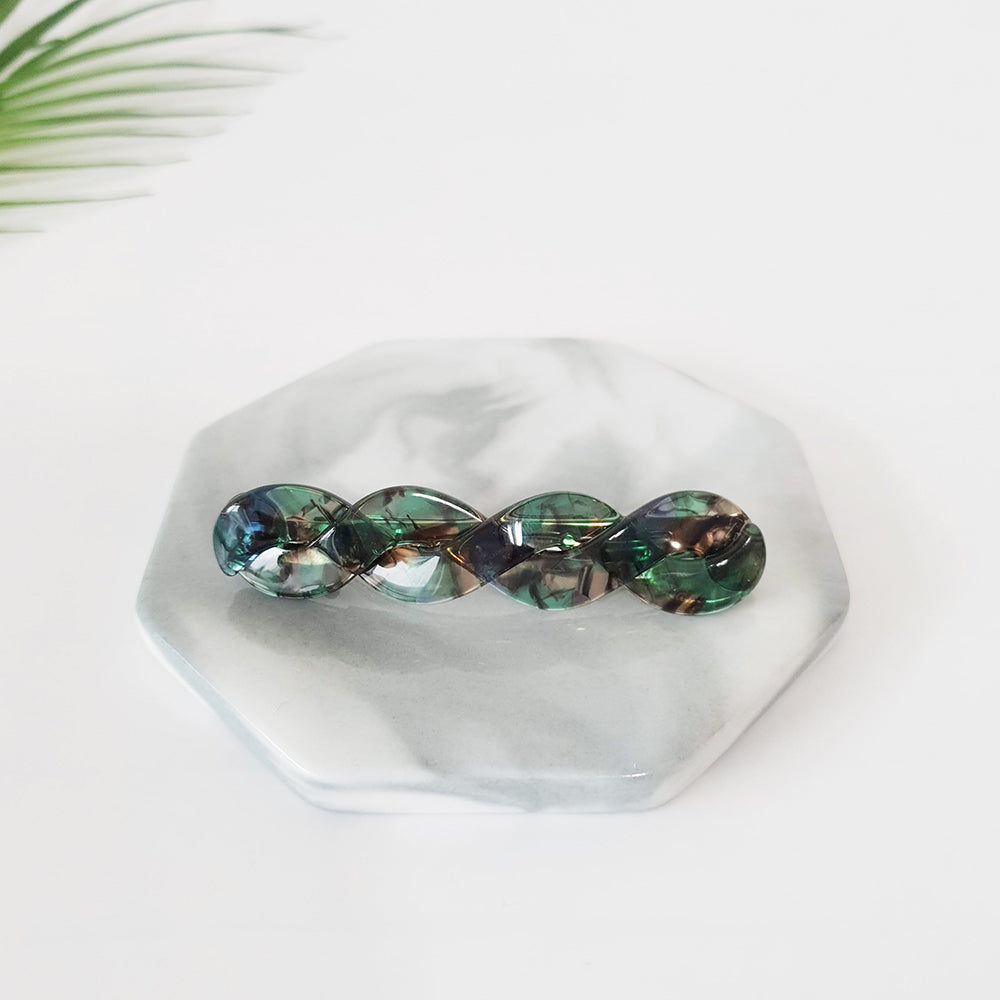 Twist Mini Hair Barrette 2.8 in – 4 Pure Deep Green