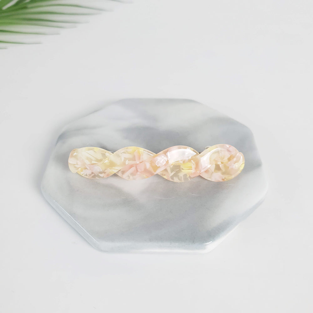 Twist Mini Hair Barrette 2.8 in – 11 Light Pink Yellow
