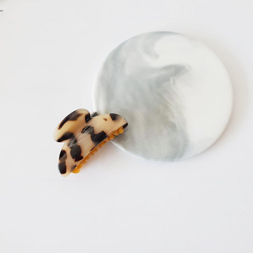 Half Moon Small Hair Claw Clip 2.8 in – Small I, Double Clip (2.0 in) / 1 Leopard Beige