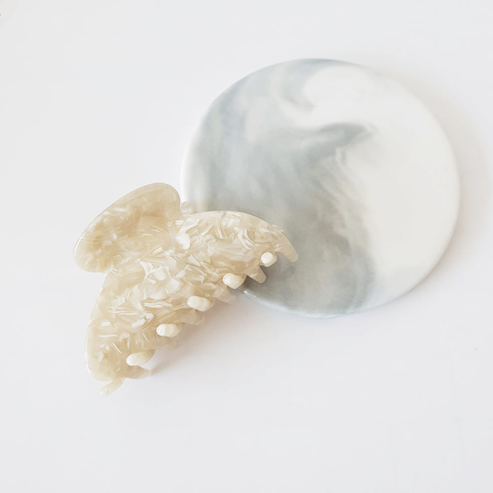 Half Moon Small Hair Claw Clip 2.8 in – Medium (2.8 in) / 3 Marble Ivory