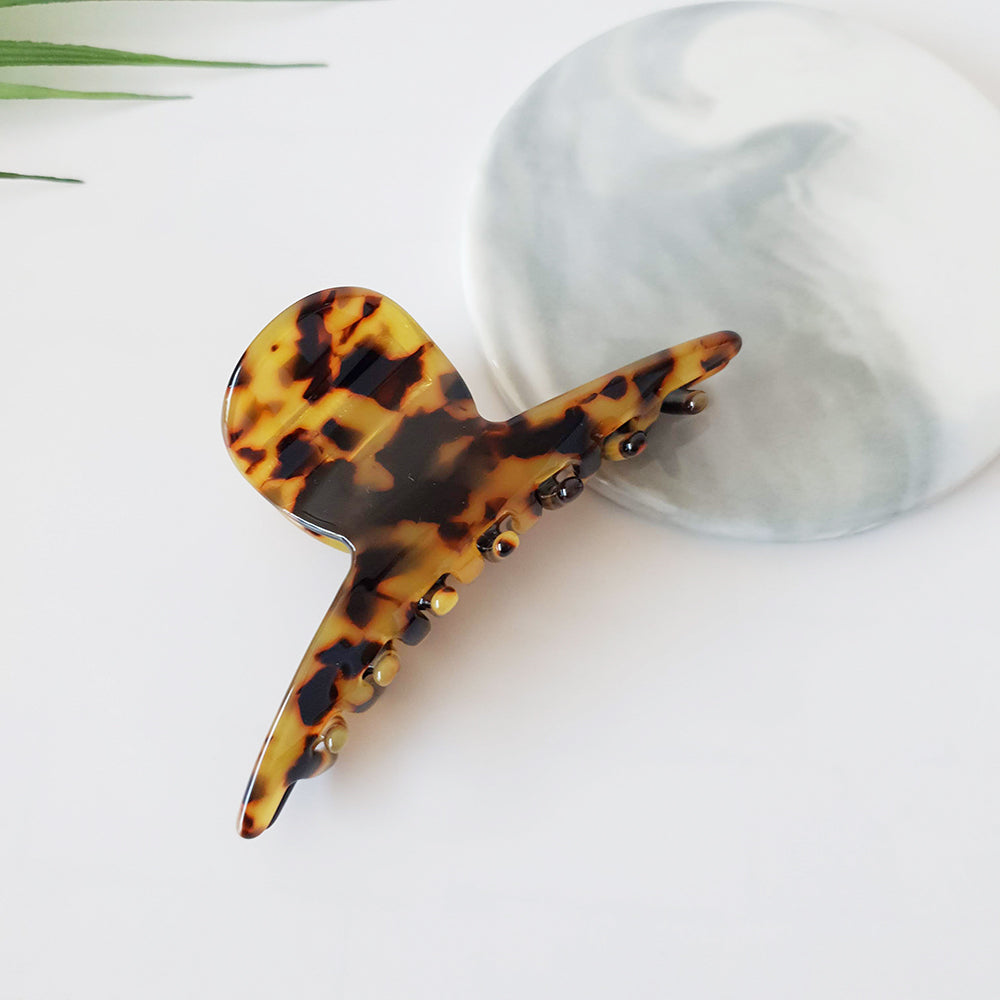 Elle Ribbon Medium Hair Claw Clip – 3 Leopard Brown