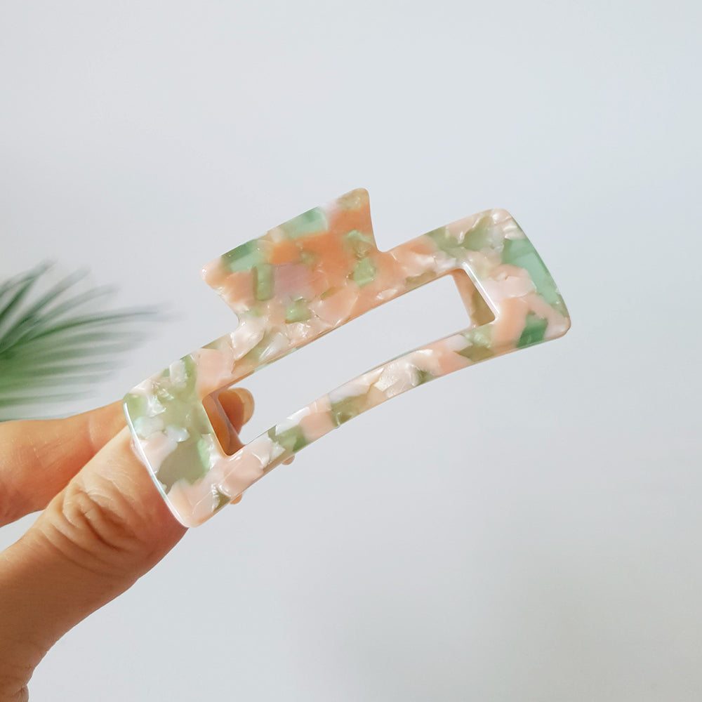 Long Square Medium Hair Claw Clip – 17 Olive Peach