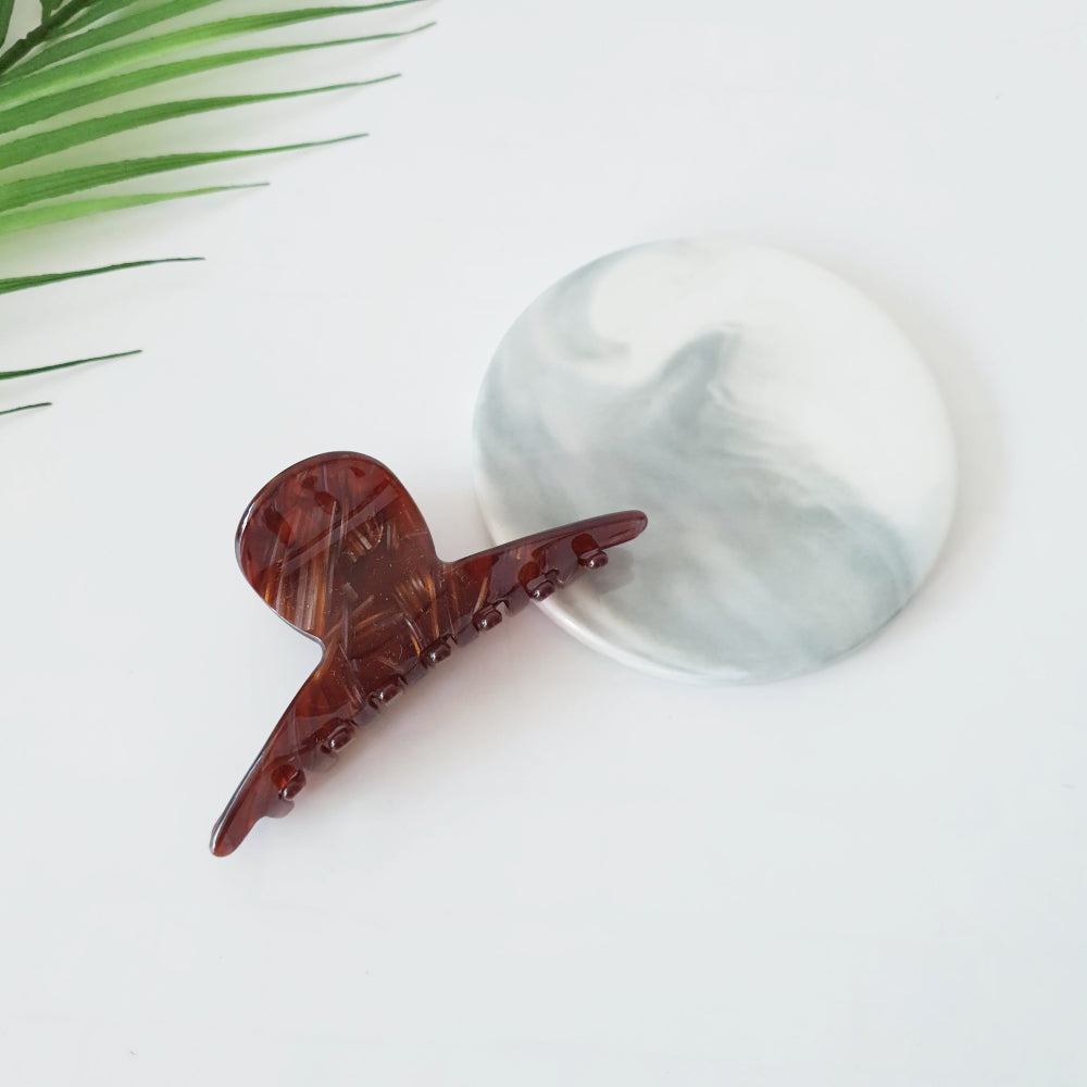 Elle Ribbon Medium Hair Claw Clip – 16 Marble Brown