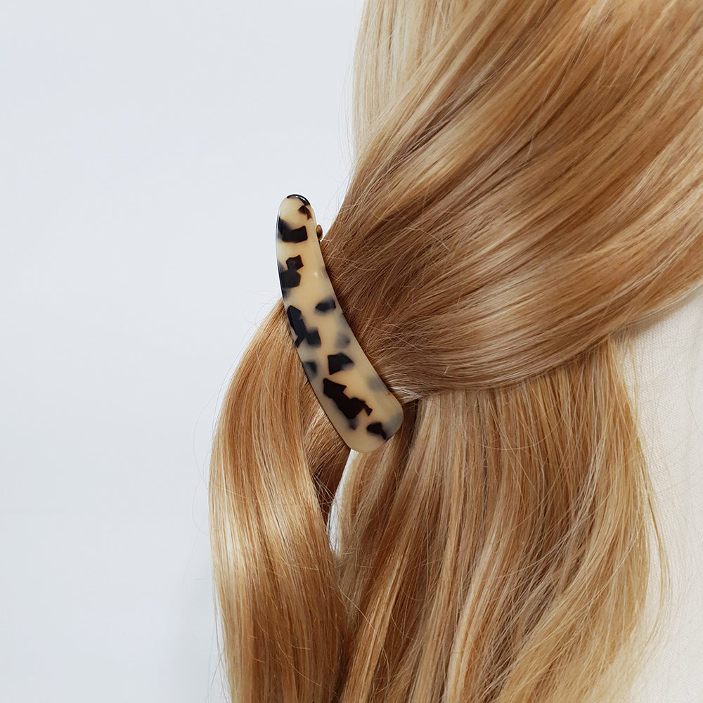Round Large Banana Clip 4.7 in – Tortoise Shell Marble, French-style