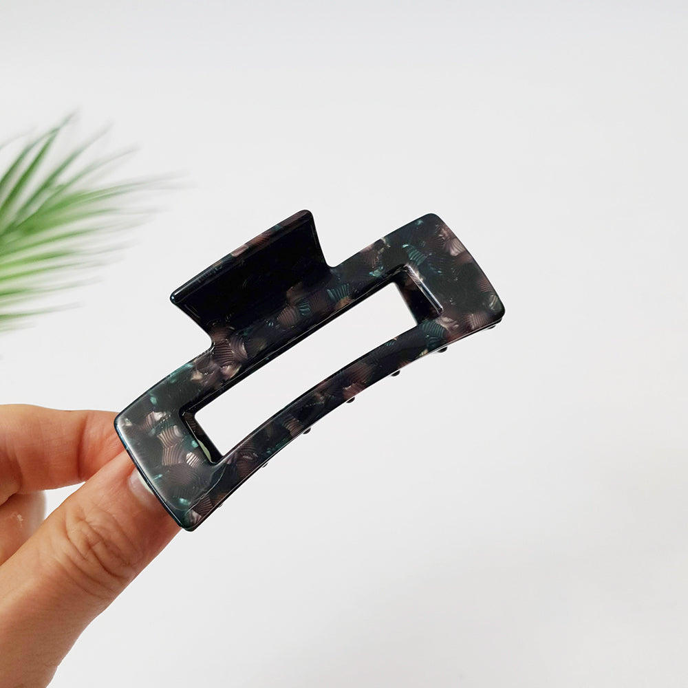 Long Square Medium Hair Claw Clip – 10 Art Deep Green
