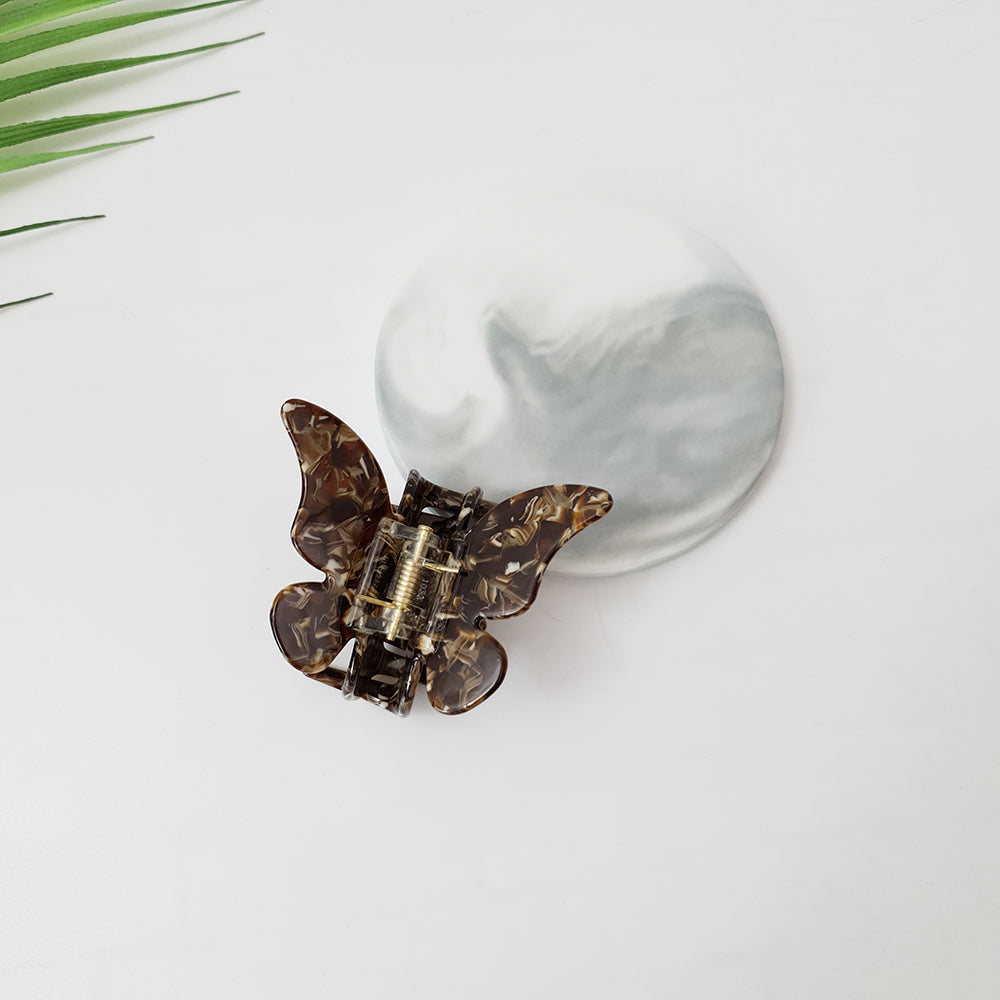 Butterfly Small Hair Claw Clip 2.6 in – 4 Marble Chocolate