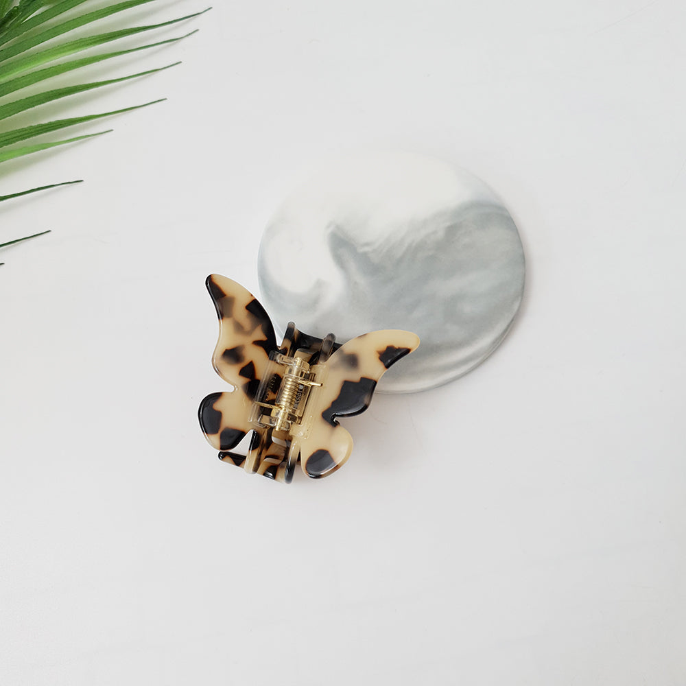 Butterfly Small Hair Claw Clip 2.6 in – 2 Leopard Beige