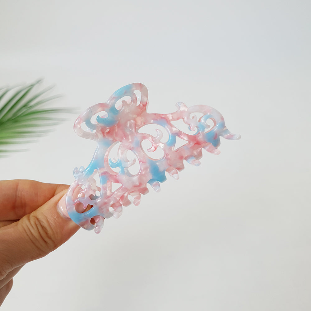 Scroll Medium Hair Claw Clip – 5 Pink Sky