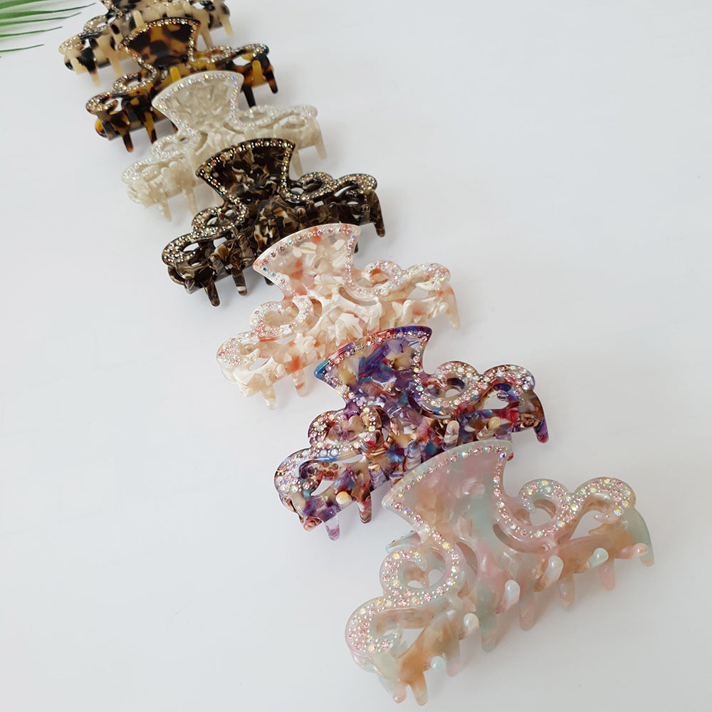 Royal Cubic Small Hair Claw Clip 3.1 in – Tortoise Marble, French-style