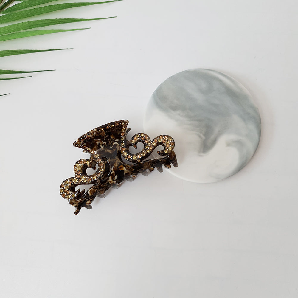 Royal Cubic Small Hair Claw Clip 3.1 in – 3 Marble Chocolate