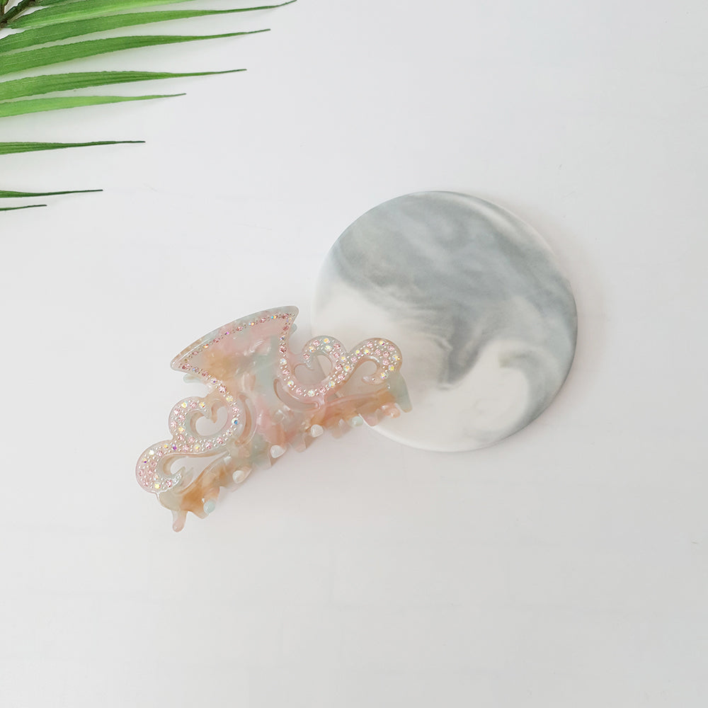 Royal Cubic Small Hair Claw Clip 3.1 in – 7 Pink Mint