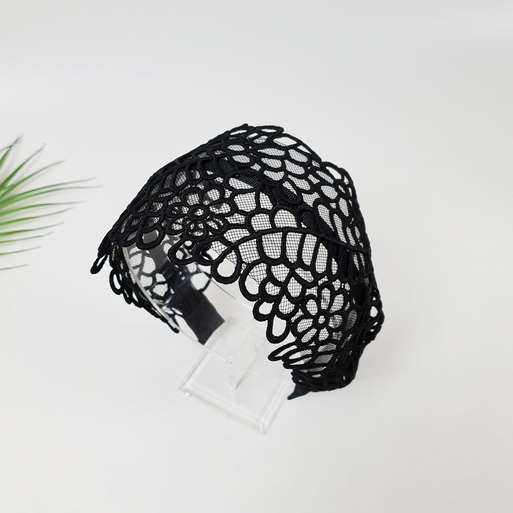 Garden Lace Wide Headband 3.9 in wide – 1 Black
