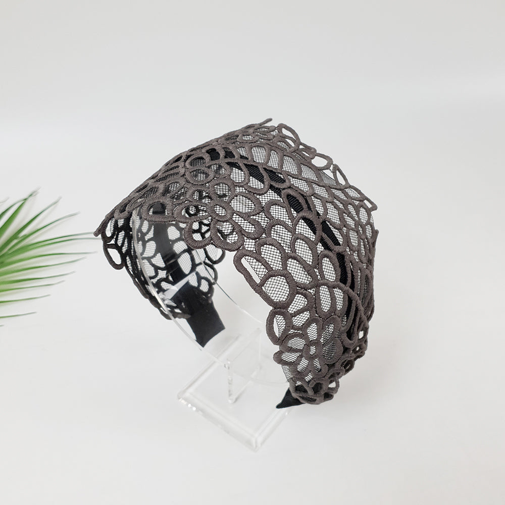 Garden Lace Wide Headband 3.9 in wide – 3 Grey