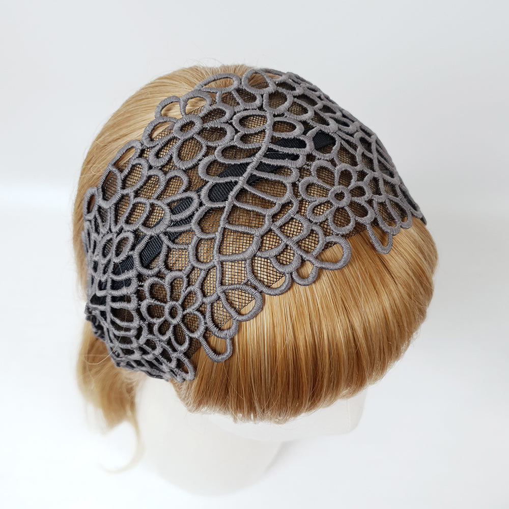 Garden Lace Wide Headband 3.9 in wide – Embroidered Lace, French-style
