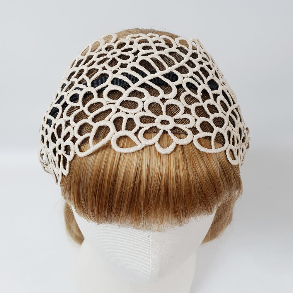 Garden Lace Wide Headband 3.9 in wide – Embroidered Lace, French-style
