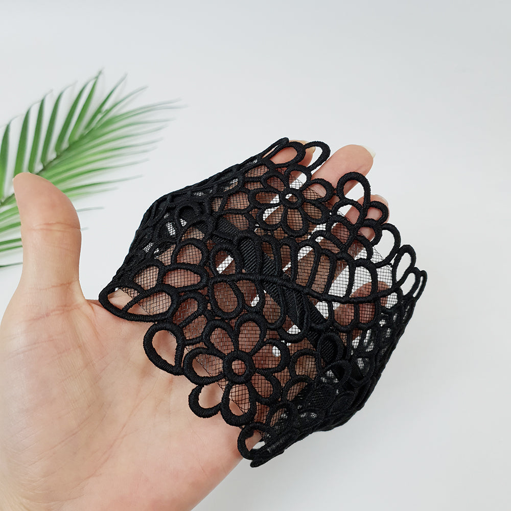 Garden Lace Wide Headband 3.9 in wide – Embroidered Lace, French-style
