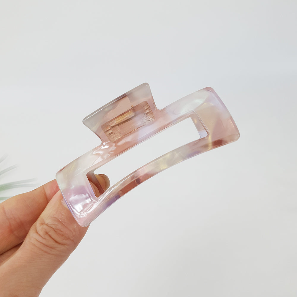 Long Square Medium Hair Claw Clip – 7 Pink Purple