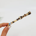 Side Ribbon Long Hair Barrette 4.3 in – 1 Leopard Beige