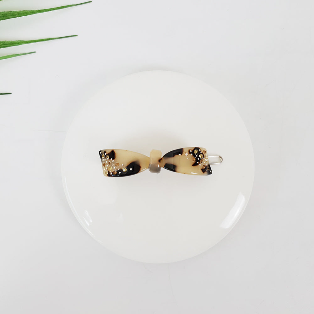 Ribbon Mini Bobby Pin 2.0 in – 1 Leopard Beige