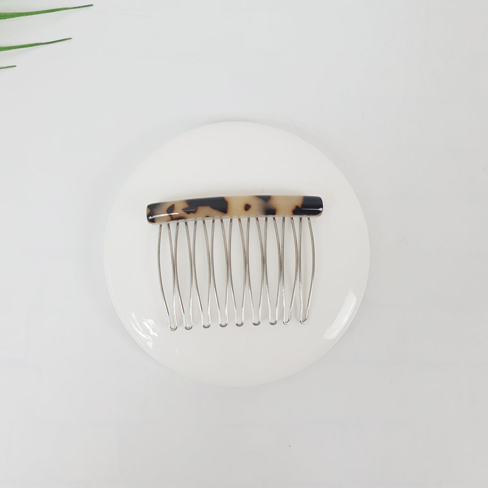 Straight Line Hair Comb Pin – 2 Leopard Beige