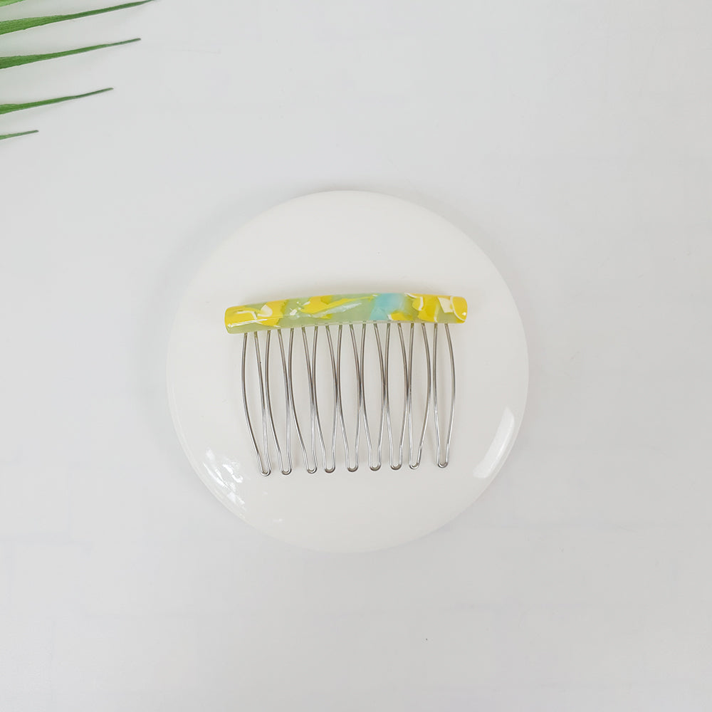 Straight Line Hair Comb Pin – 4 Mint Yellow