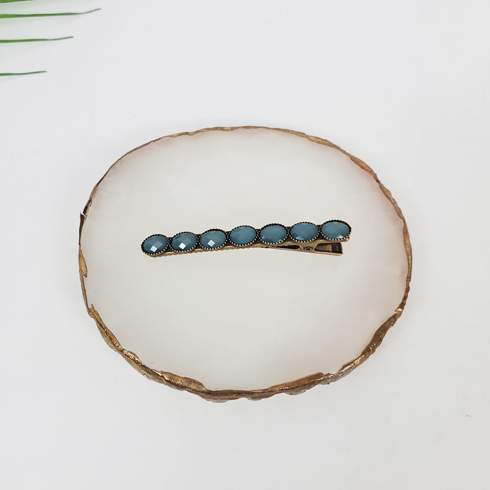 Bead Mini Alligator Hair Clip 2.4 in – 12 Turkish Blue