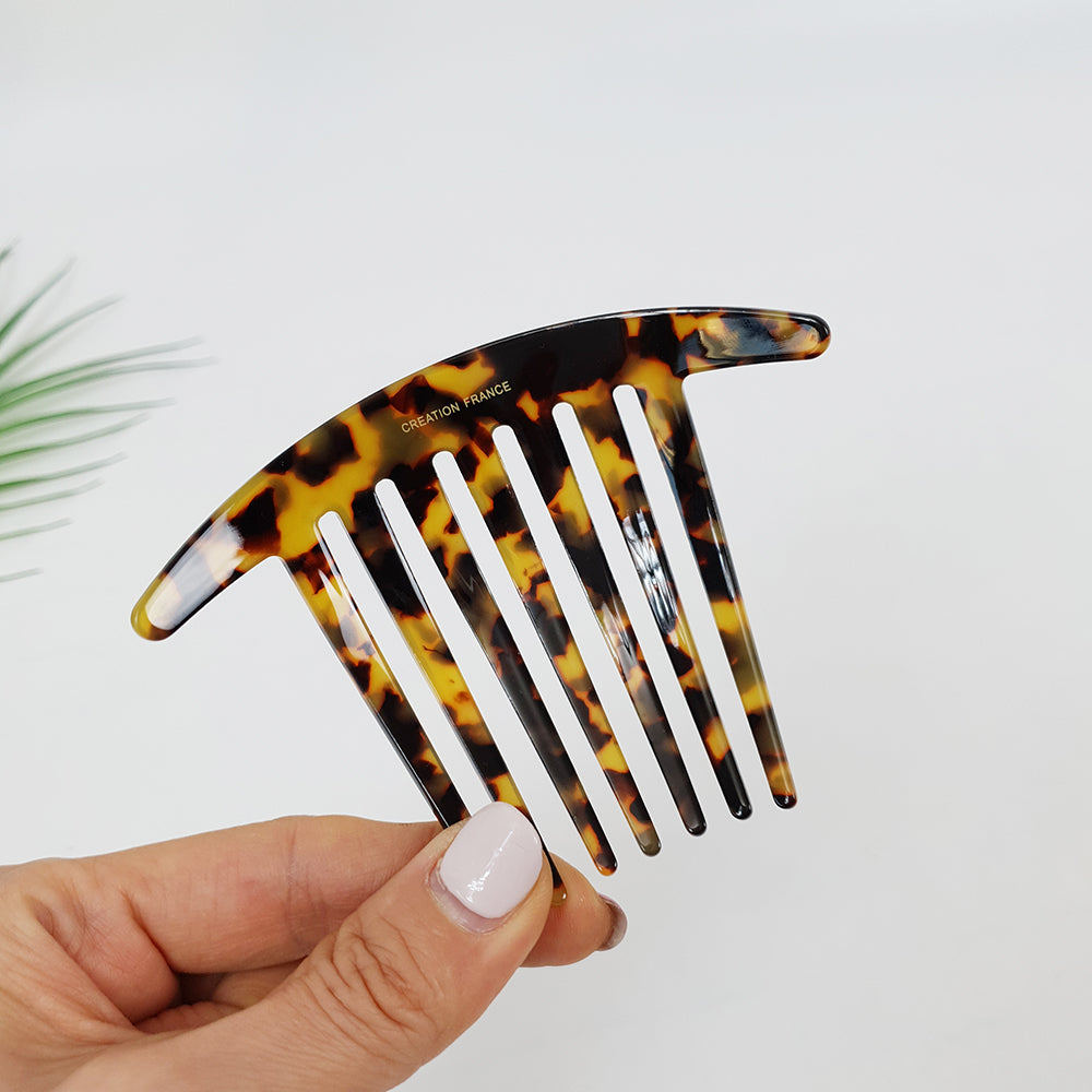 Long Leg Hair Comb Pin 4.3 in – Tortoise Shell Marble, 2 Sizes, French Pin
