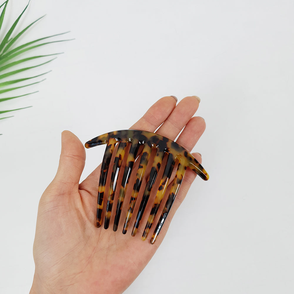Long Leg Hair Comb Pin 4.3 in – Tortoise Shell Marble, 2 Sizes, French Pin