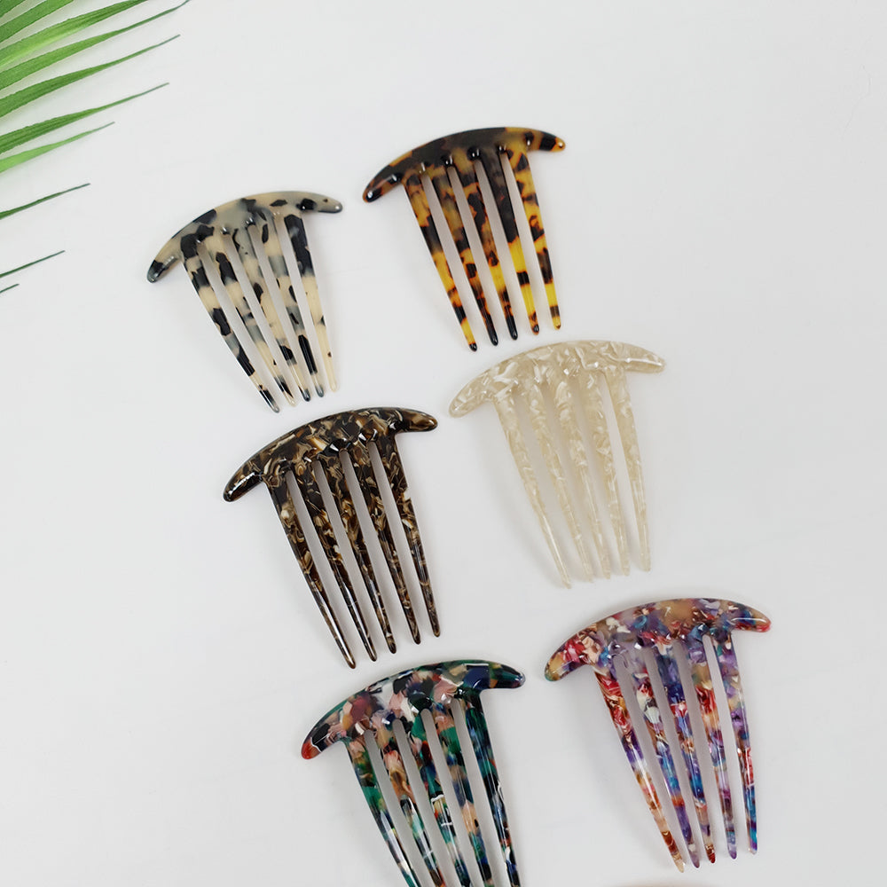 Long Leg Hair Comb Pin 4.3 in – Tortoise Shell Marble, 2 Sizes, French Pin