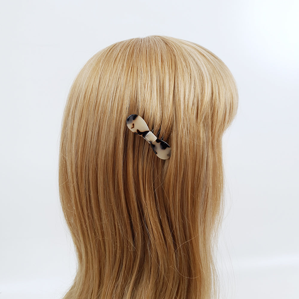 Round Ribbon Mini Hair Comb Pin 2.2 in – Tortoise Shell Marble, French Pin