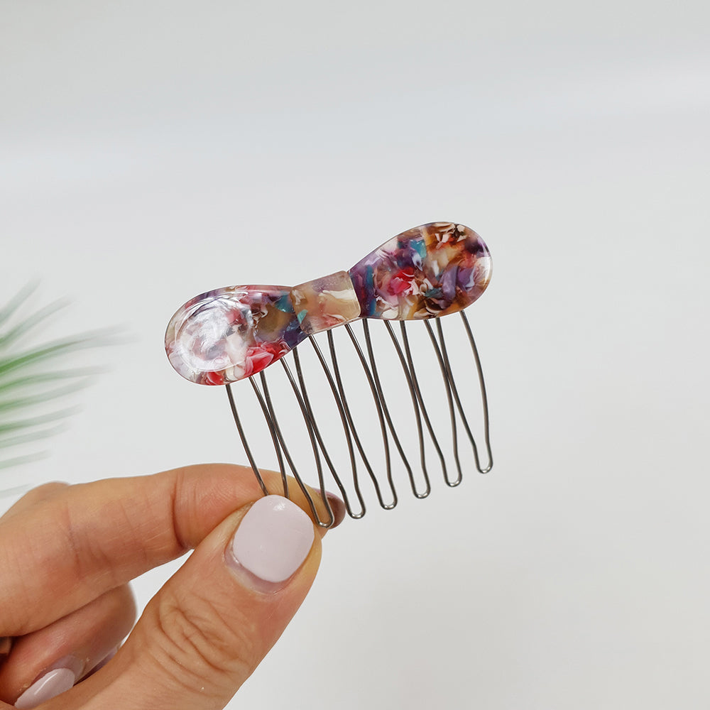 Round Ribbon Mini Hair Comb Pin 2.2 in – 3 Art Deep Pink