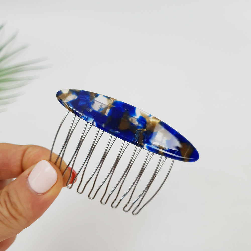Long Round Hair Comb Pin 2.8 in – 4 Mix Blue