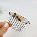 Long Round Hair Comb Pin 2.8 in – 1 Leopard Beige