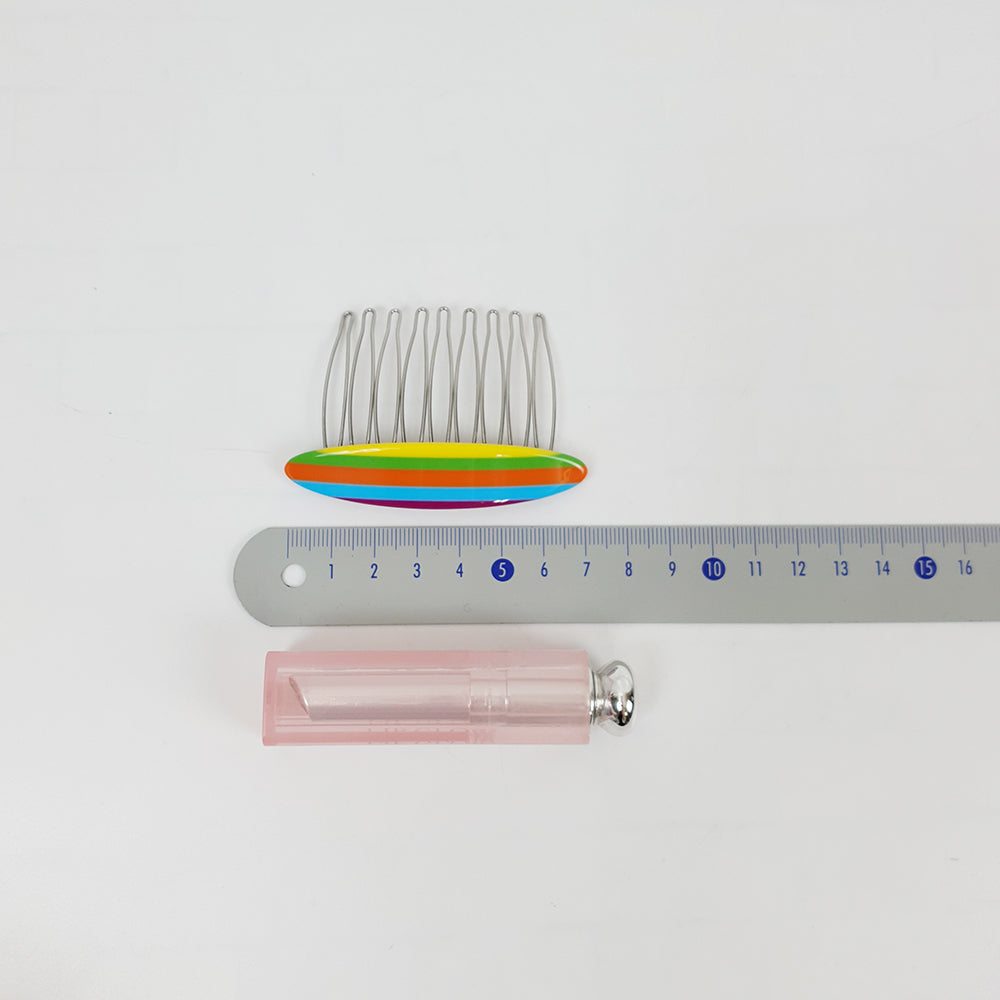 Long Round Hair Comb Pin 2.8 in – Tortoise Shell & Stripe, French Pin